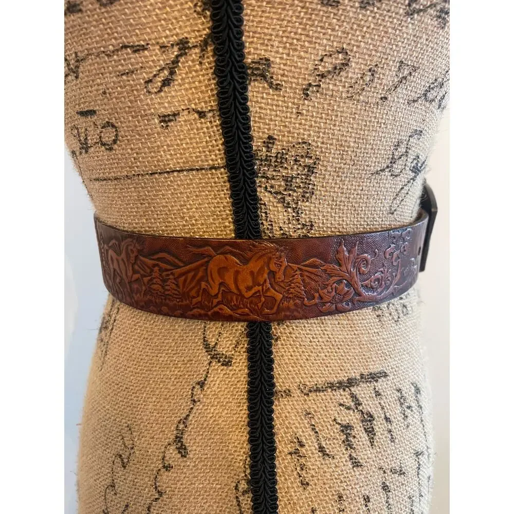 Leather Wyoming Belt Siskiyou Leather & Buckle Co 1982 Statehood 44th State